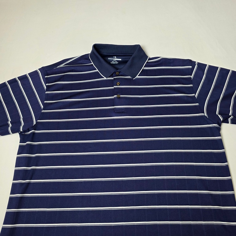 Grand Slam Polo Shirt Men XXL Navy Blue Striped Short Sleeve Golf Performance - Picture 2 of 6